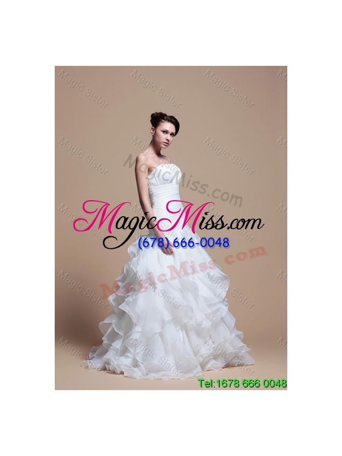 wholesale 2016 spring perfect a line strapless wedding dresses with ruffles