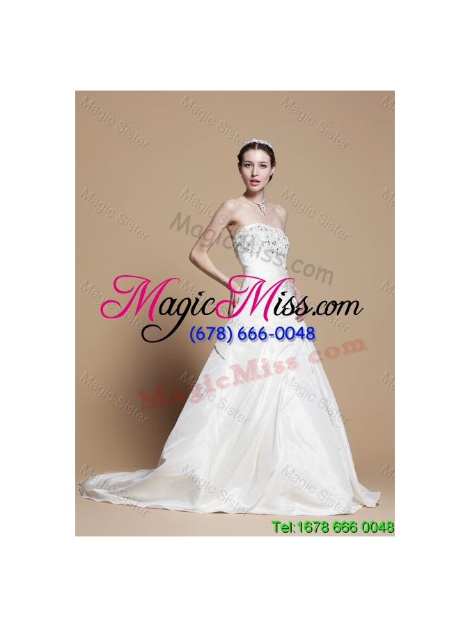 wholesale 2016 spring perfect a line strapless wedding gowns with beading and appliques