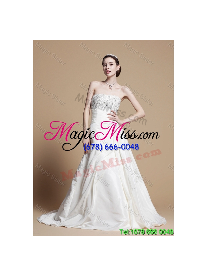 wholesale 2016 spring perfect a line strapless wedding gowns with beading and appliques