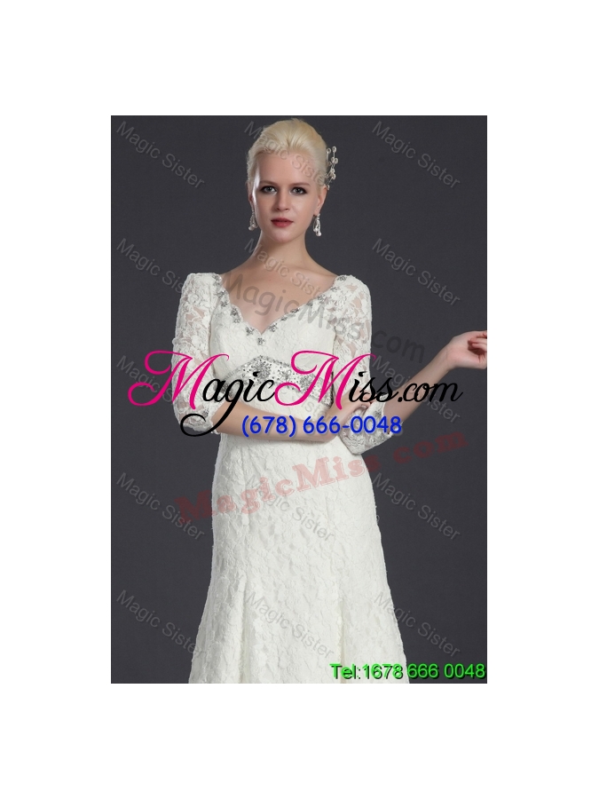 wholesale beautiful empire lace white long wedding dresses with court train for 2016