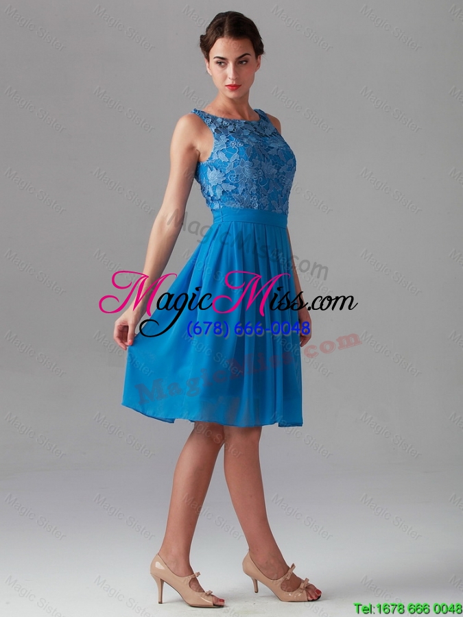 wholesale gorgeous beautiful empire bateau blue prom dresses with lace