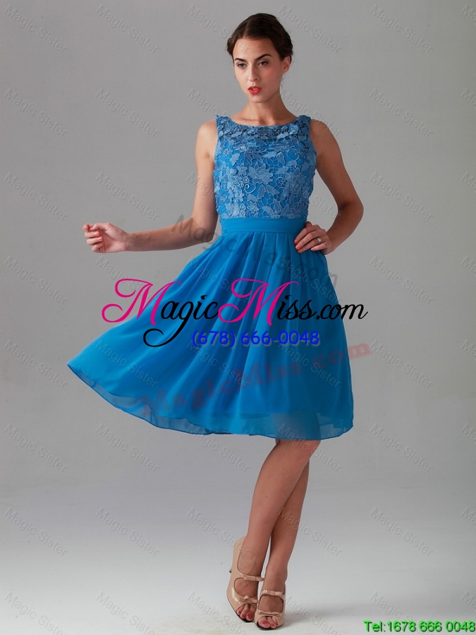 wholesale gorgeous beautiful empire bateau blue prom dresses with lace
