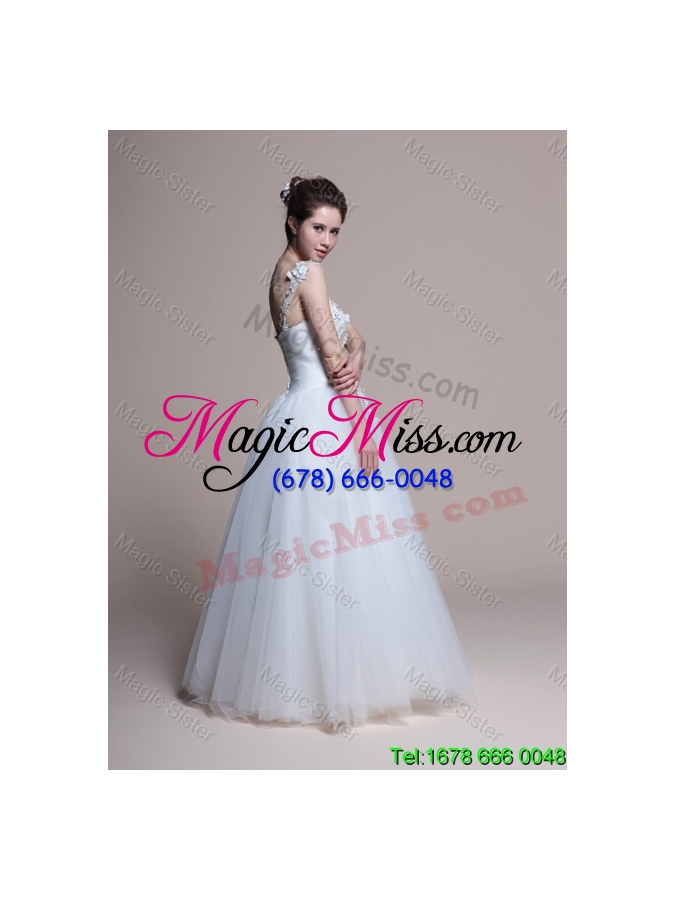 wholesale 2015 winter popular a line one shoulder appliques wedding dresses in tulle