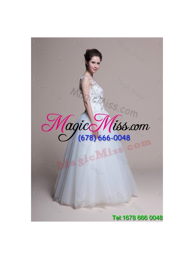 wholesale 2015 winter popular a line one shoulder appliques wedding dresses in tulle