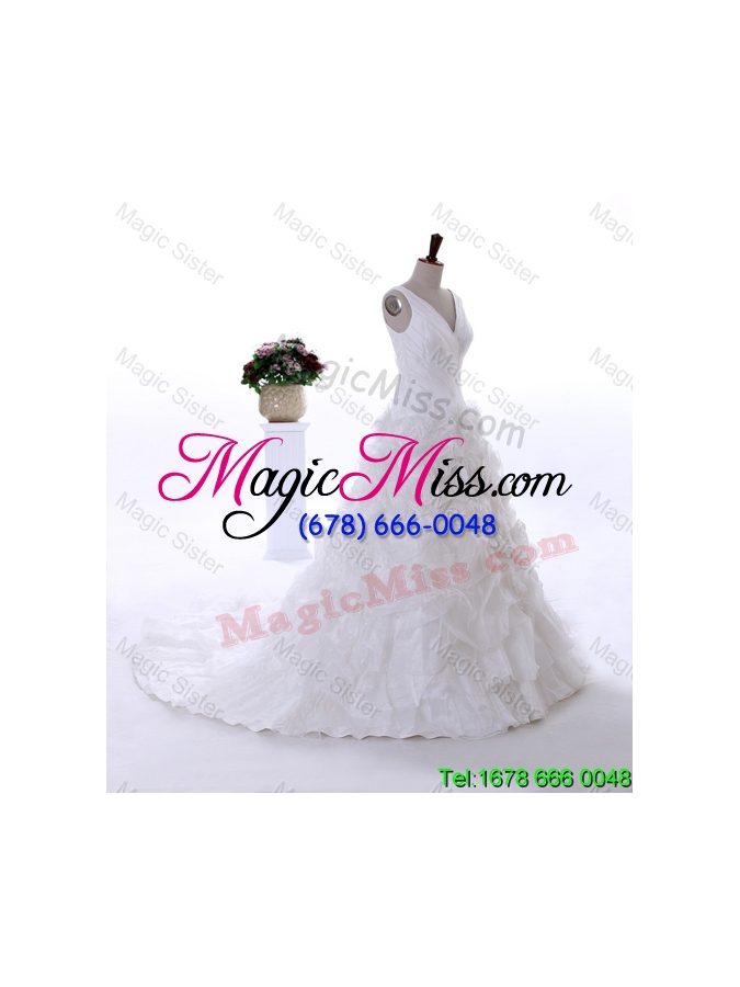 wholesale most popular ruffles wedding dresses with court train