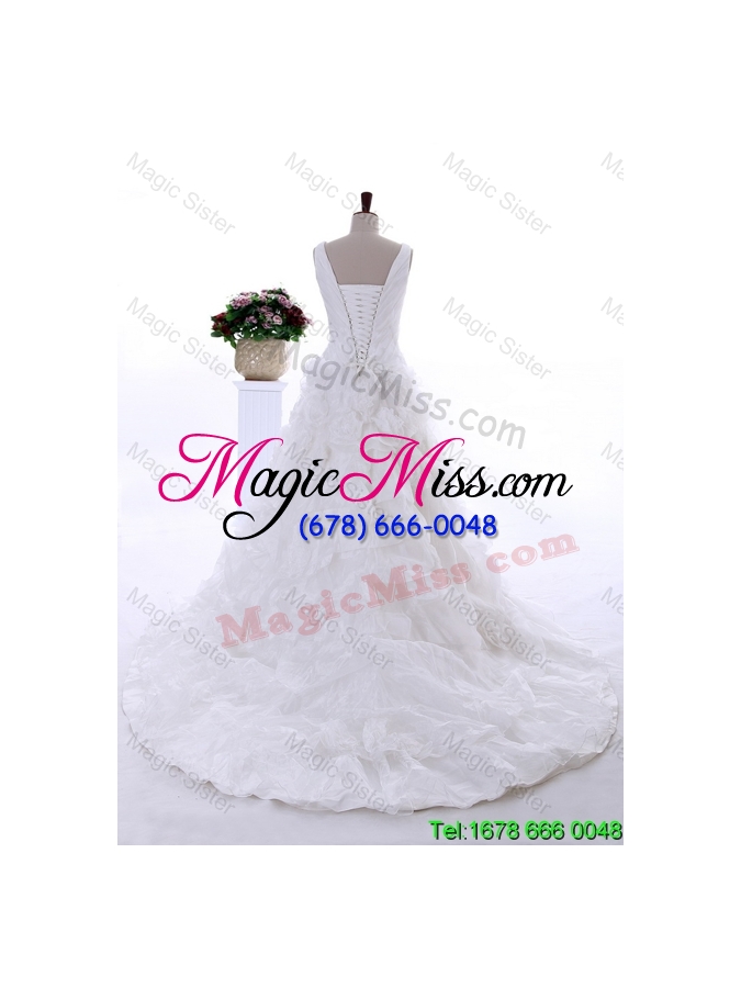 wholesale most popular ruffles wedding dresses with court train