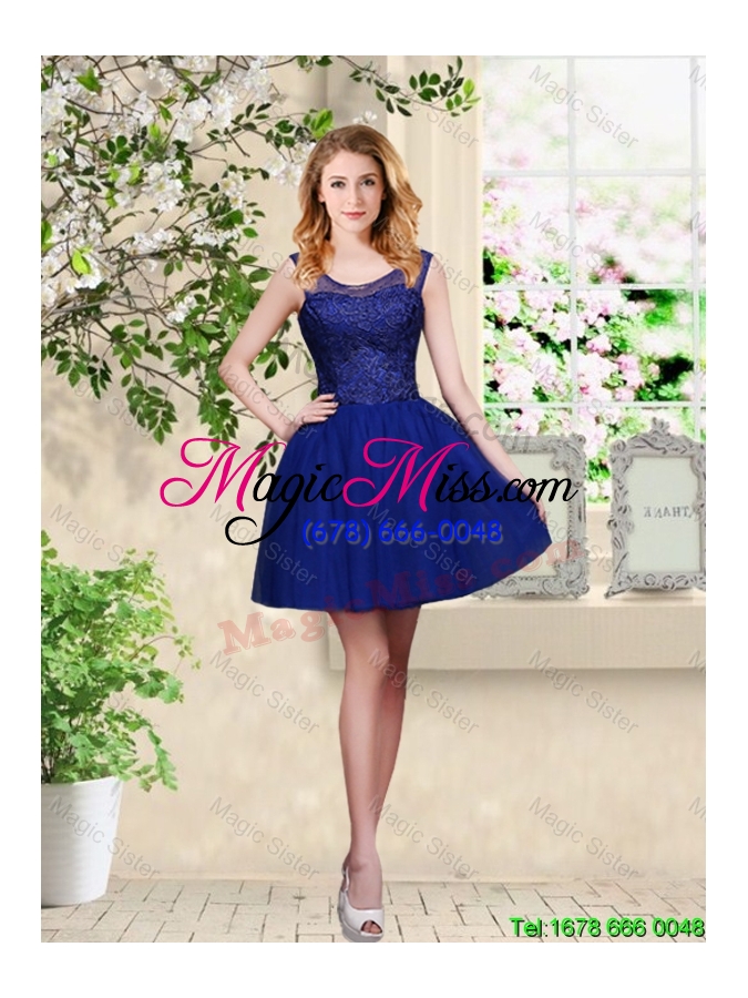 wholesale popular hand made flowers royal blue bridesmaid dresses with appliques