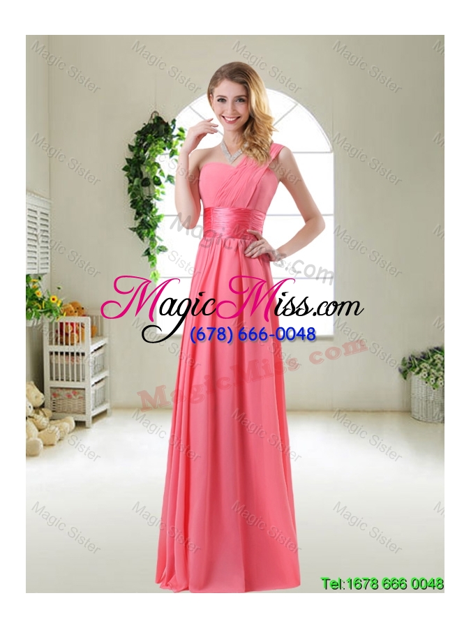 wholesale fashionable ruched prom dresses in watermelon red