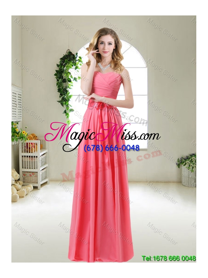 wholesale fashionable ruched prom dresses in watermelon red