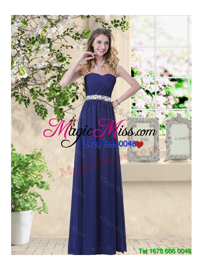 wholesale cheap one shoulder floor length prom dresses in navy blue
