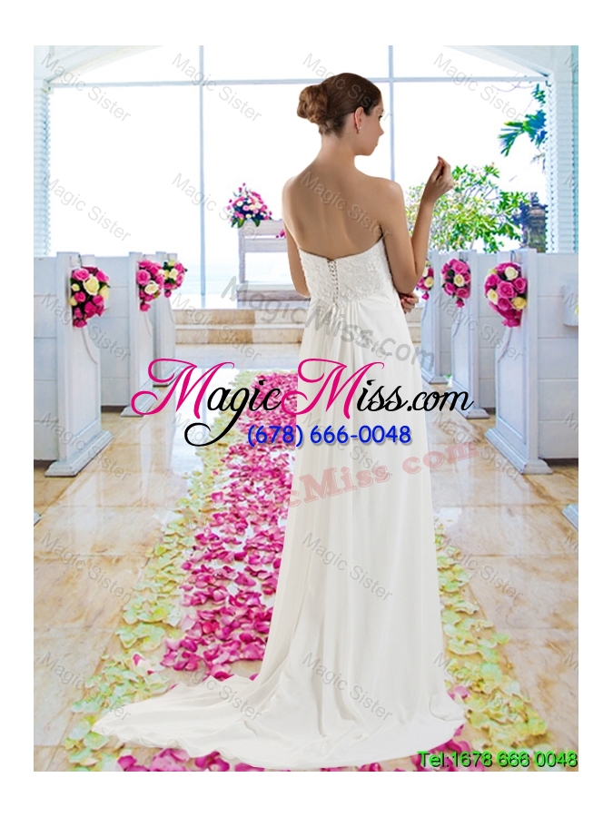 wholesale new arrivals empire brush train wedding gowns with appliques