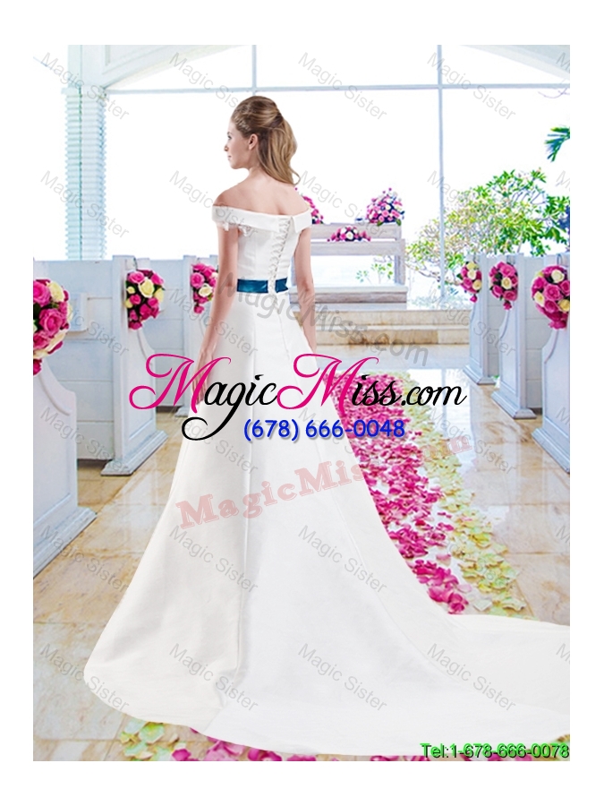 wholesale gorgeous a line appliques wedding dresses with off the shoulder