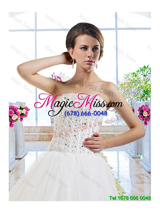 wholesale elegant a line brush train wedding dresses with beading