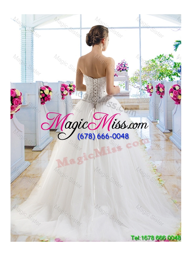 wholesale elegant a line brush train wedding dresses with beading