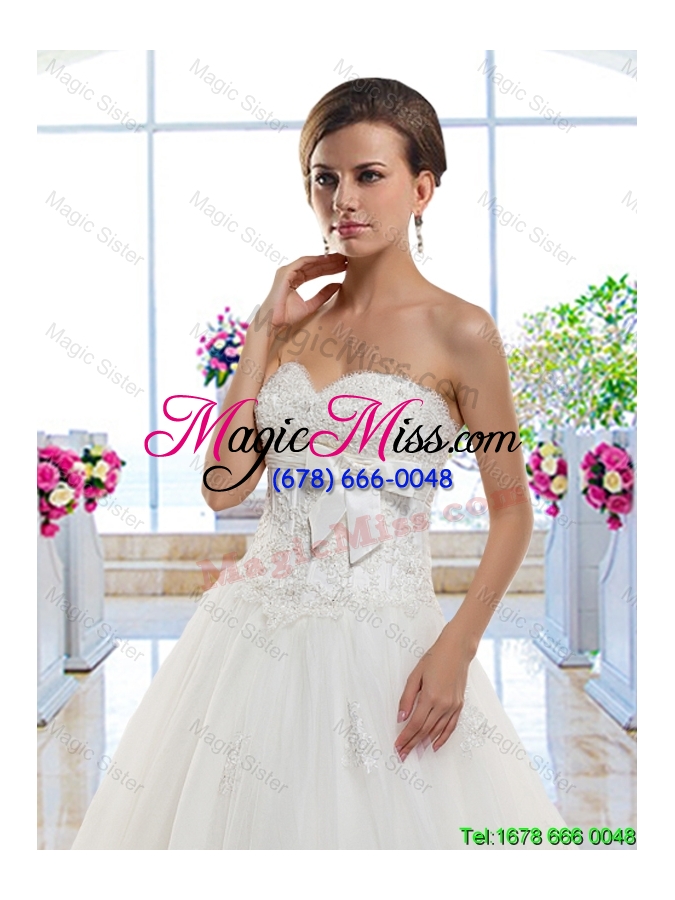 wholesale cheap sweetheart wedding dresses with appliques and bowknot