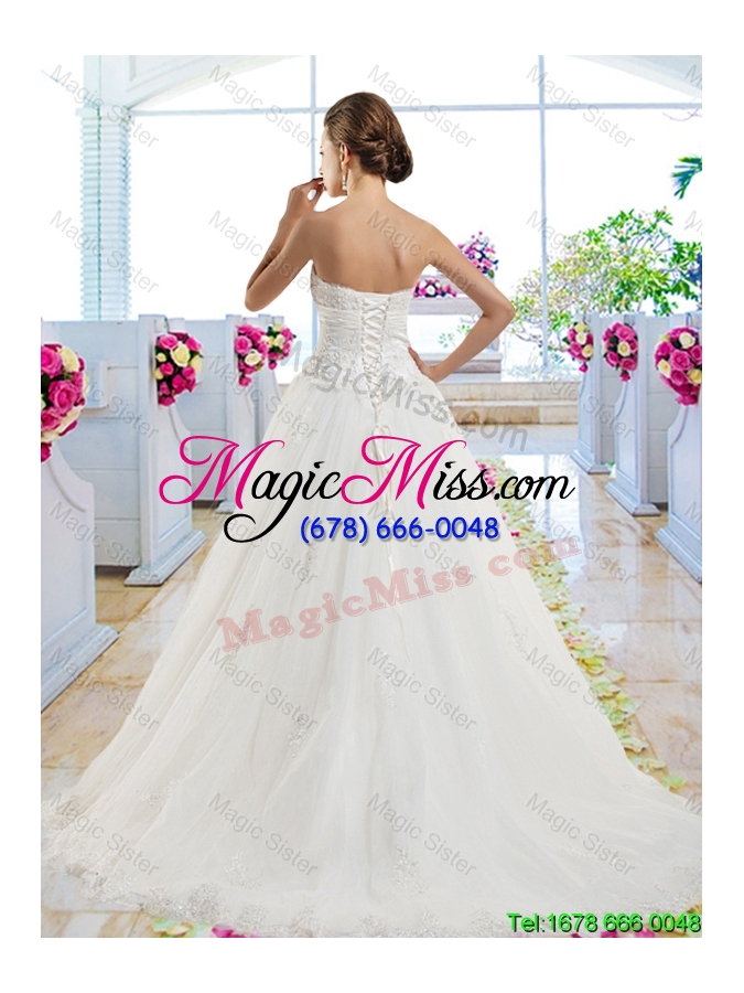 wholesale cheap sweetheart wedding dresses with appliques and bowknot