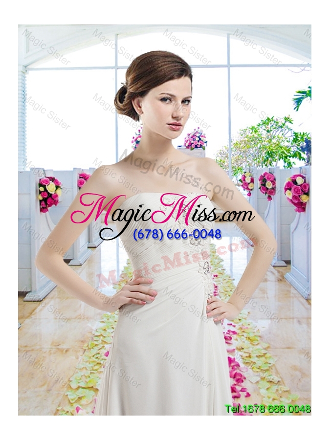 wholesale cheap strapless court train wedding dresses with beading