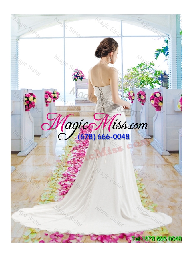 wholesale cheap strapless court train wedding dresses with beading