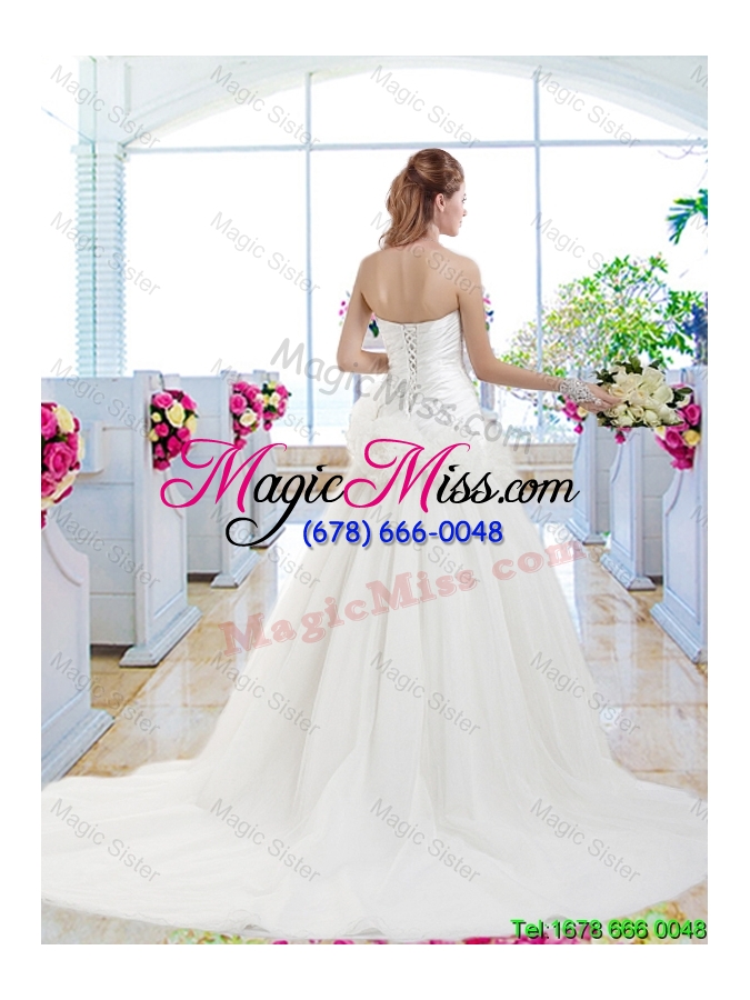 wholesale fashionable hand made flowers wedding gowns with sweetheart