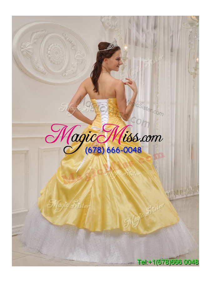 wholesale new style best selling yellow ball gown strapless quinceanera dresses