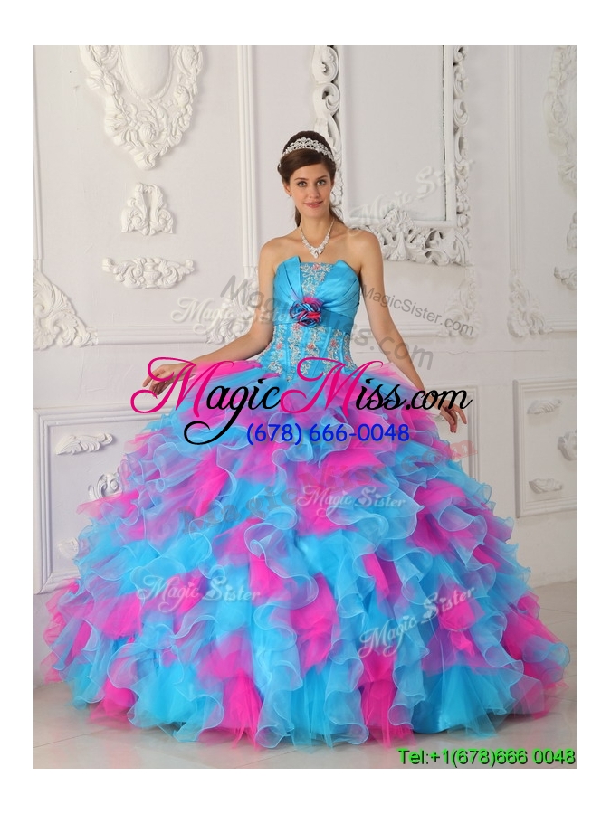 wholesale 2016 classical ball gown appliques quinceanera dresses in multi color