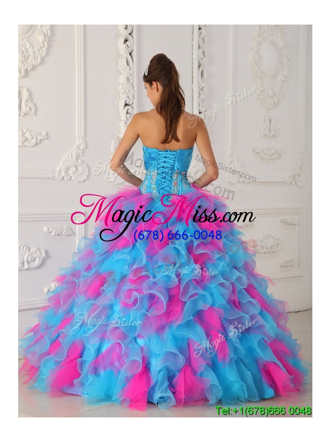 wholesale 2016 classical ball gown appliques quinceanera dresses in multi color