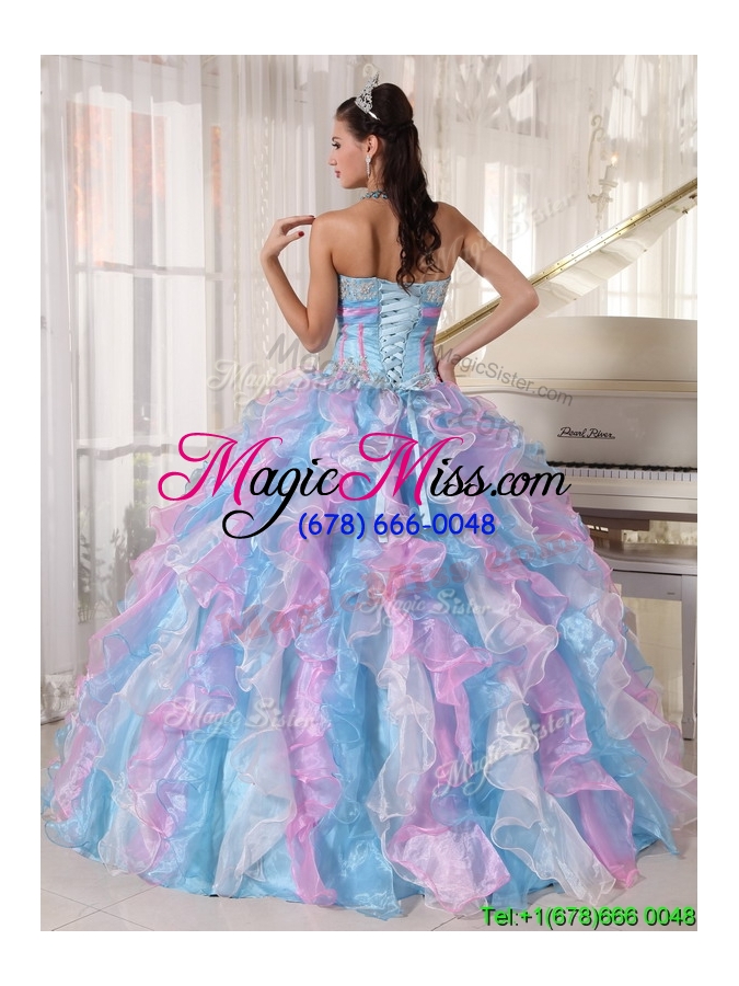 wholesale elegant multi color quinceanera gowns with ruffles and appliques