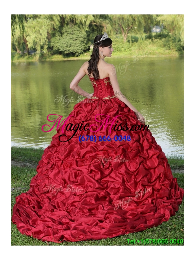 wholesale exclusive appliques and pick ups brush train quinceanera dresses