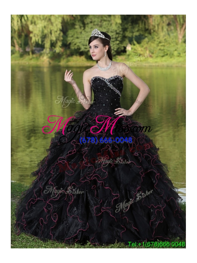 wholesale 2016 unique beautiful sweetheart quinceanera gowns with ruffles layered and beading