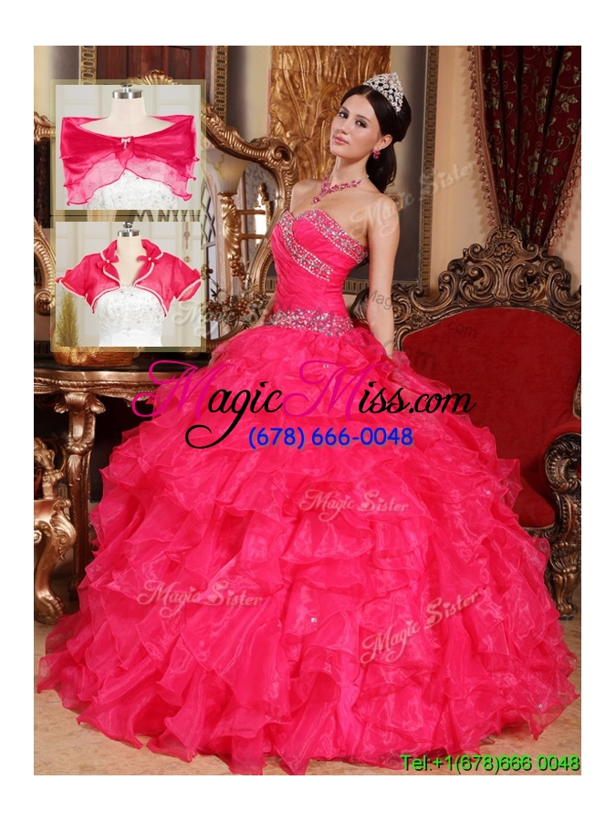 wholesale new style beading sweetheart wholesale quinceanera dresses in coral red