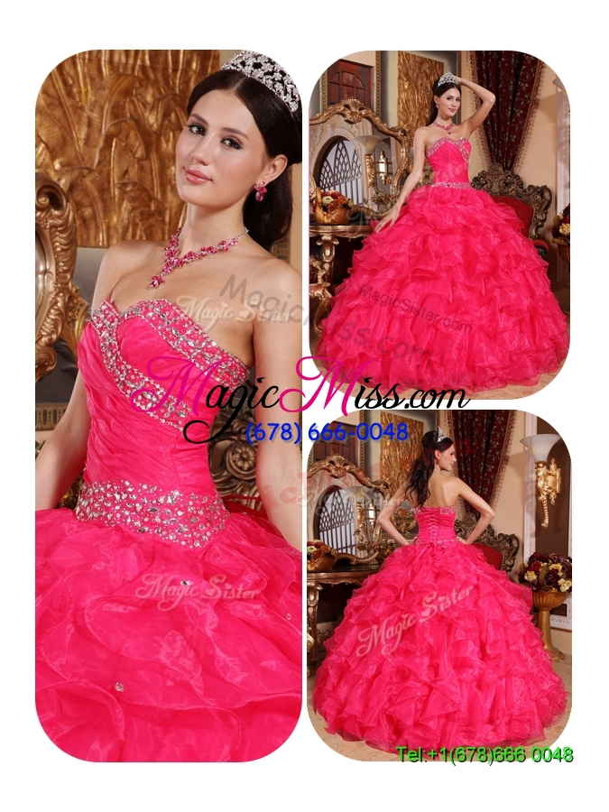 wholesale new style beading sweetheart wholesale quinceanera dresses in coral red