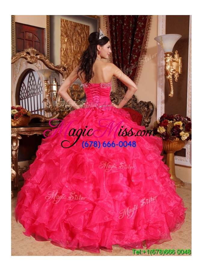 wholesale new style beading sweetheart wholesale quinceanera dresses in coral red