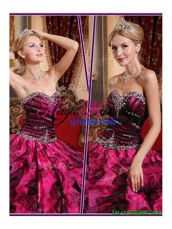 wholesale latest ball gown sweetheart beading and ruffles quinceanera dresses