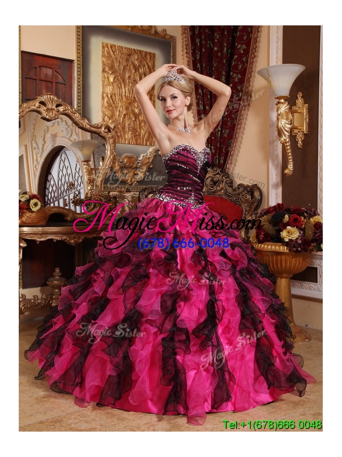 wholesale latest ball gown sweetheart beading and ruffles quinceanera dresses