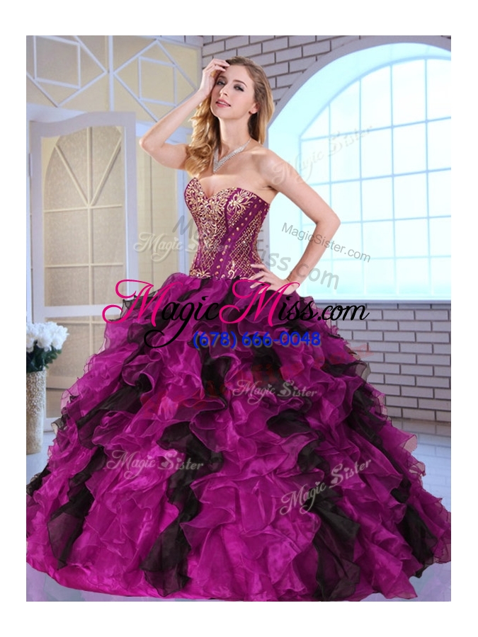 wholesale top selling ball gown sweet 15 dresses with appliques and ruffles