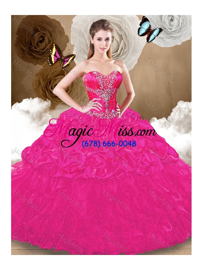 wholesale unique sweetheart fuchsia sweet 16 gowns with pick ups