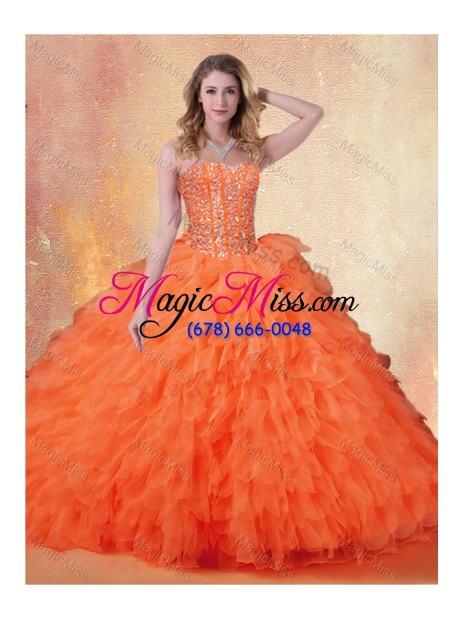 wholesale classical sweetheart ruffles quinceanera dresses in orange red