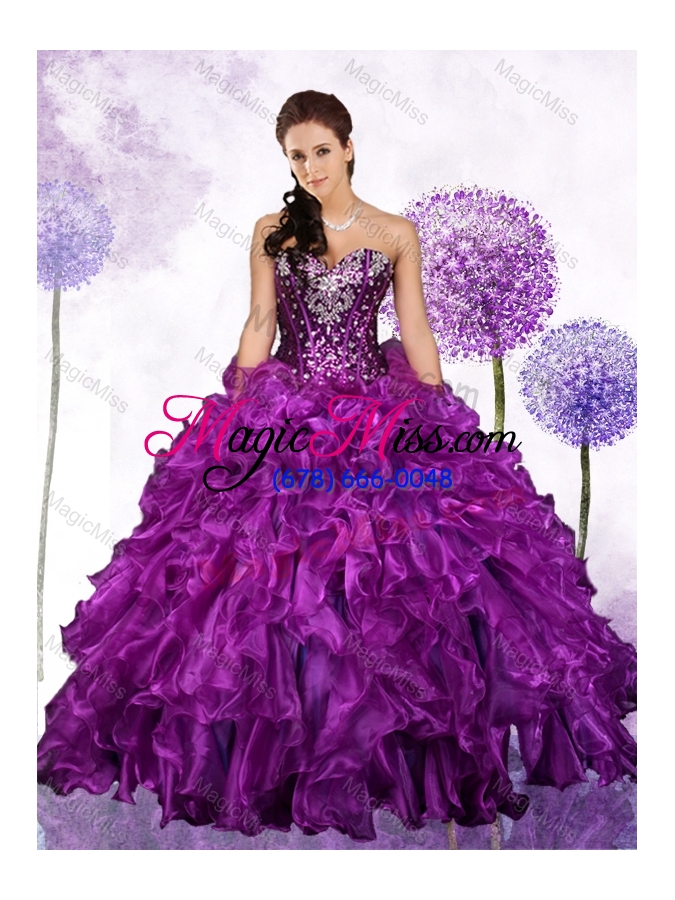 wholesale luxurious ball gown sweetheart ruffles and sequins quinceanera dresses