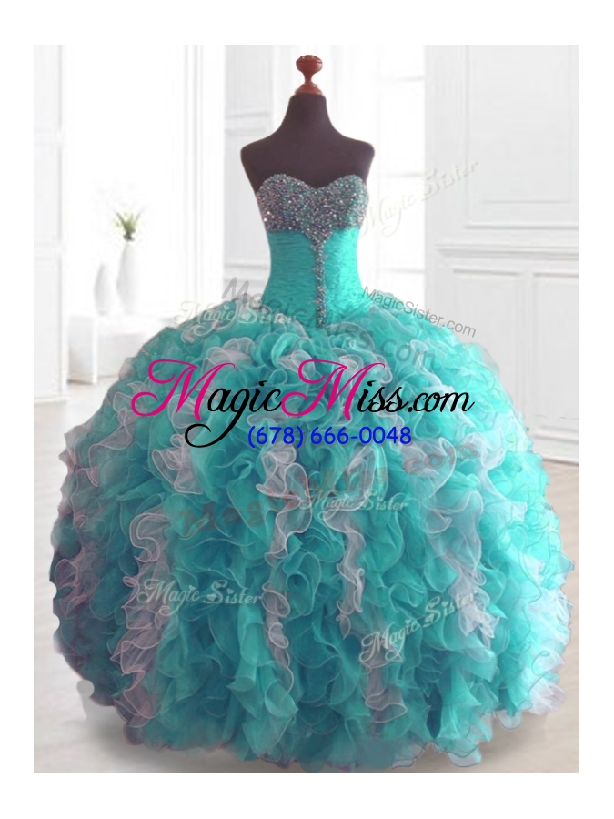 wholesale custom make beading and ruffles quinceanera dresses in multi color