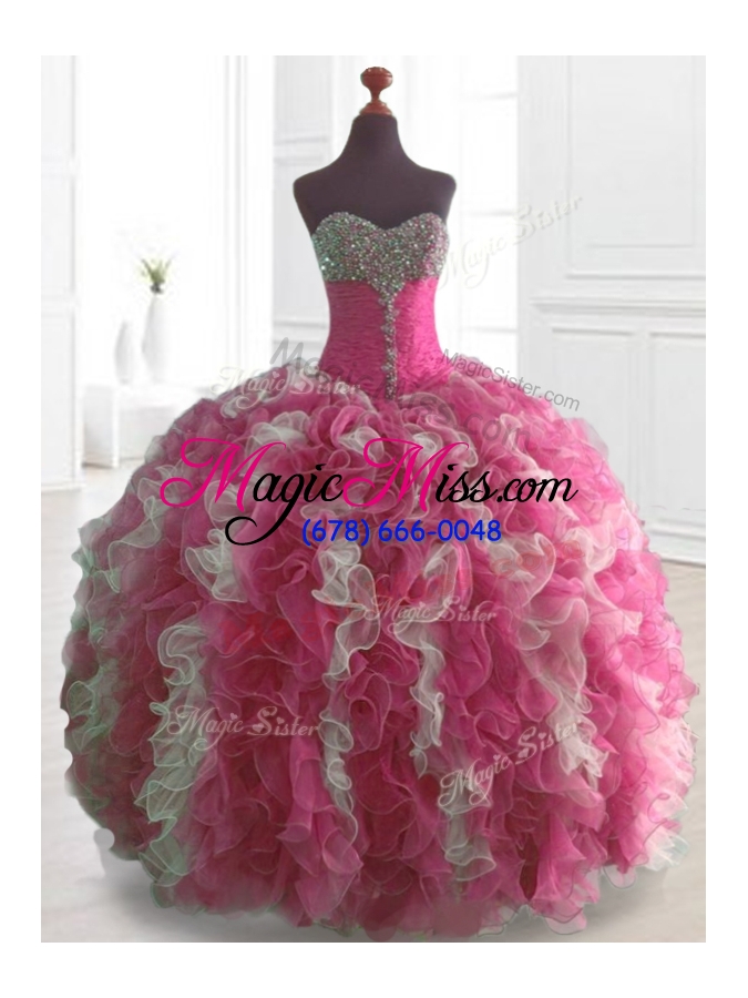 wholesale custom make beading and ruffles quinceanera dresses in multi color