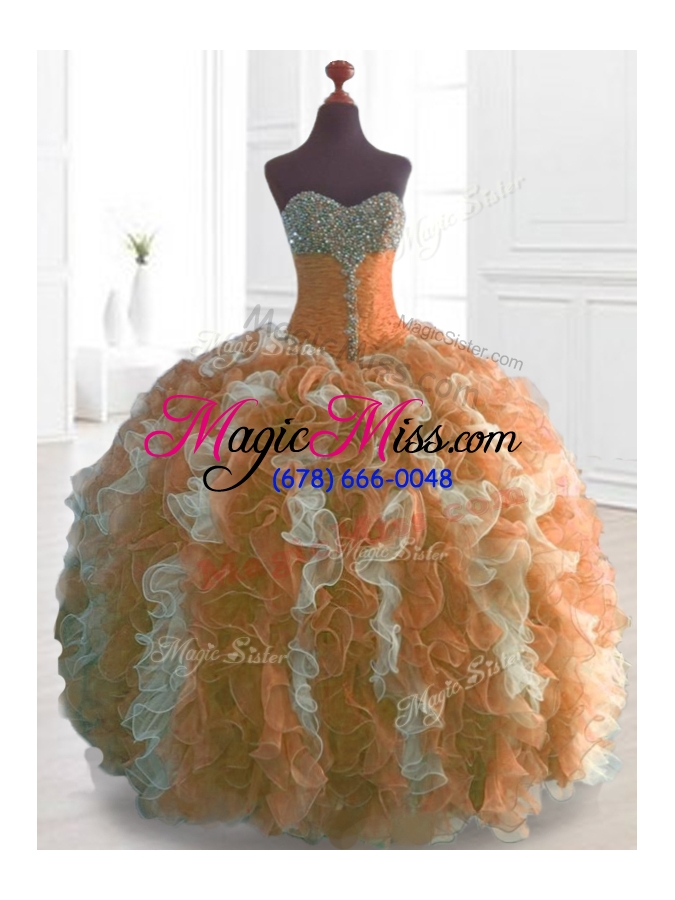 wholesale custom make beading and ruffles quinceanera dresses in multi color