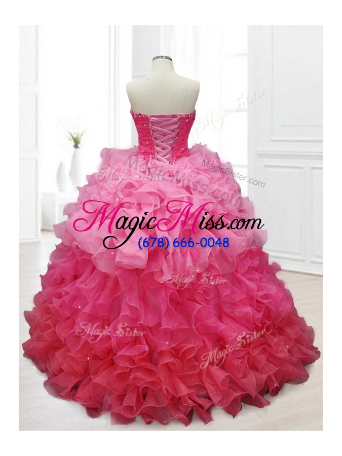 wholesale in stock  ball gown sweet 16 dresses with beading and ruffles