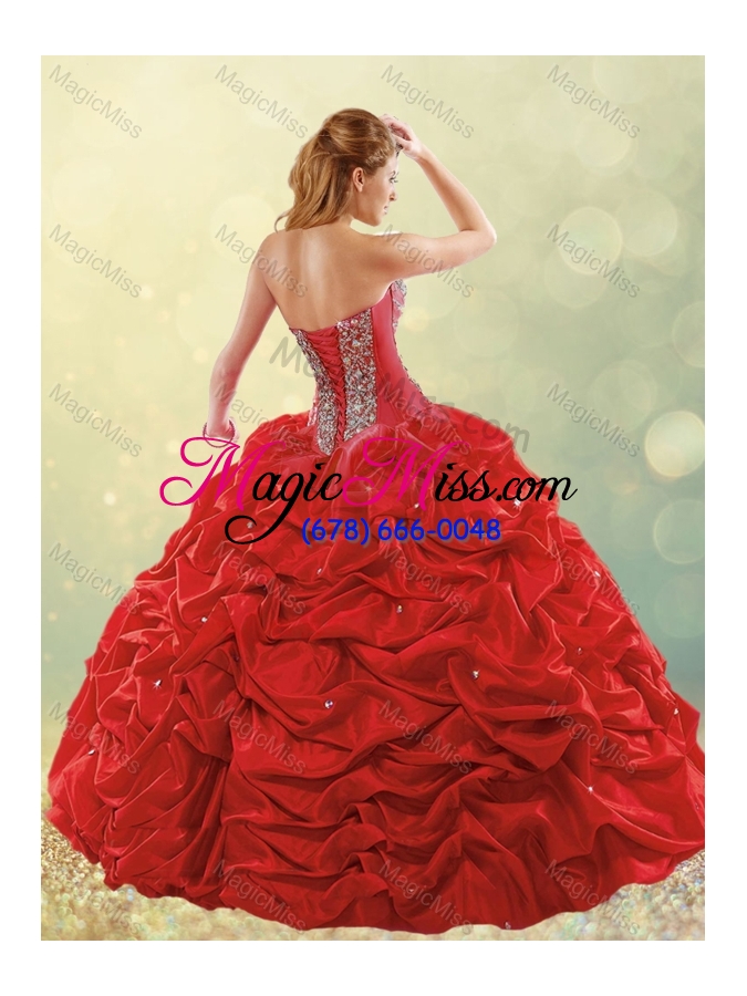 wholesale new style puffy skirt bubble red quinceanera dress in taffeta