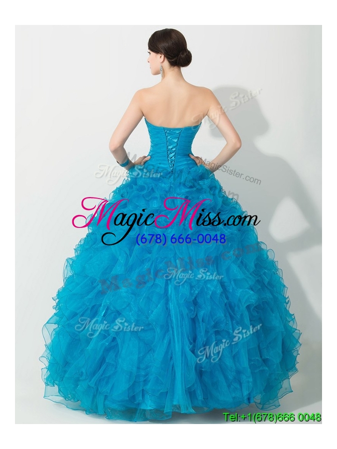 wholesale princess baby blue quinceanera gown with beading and ruffles