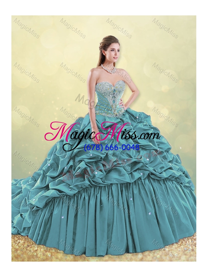 wholesale classical taffeta blue quinceanera dress with beading and bubbles