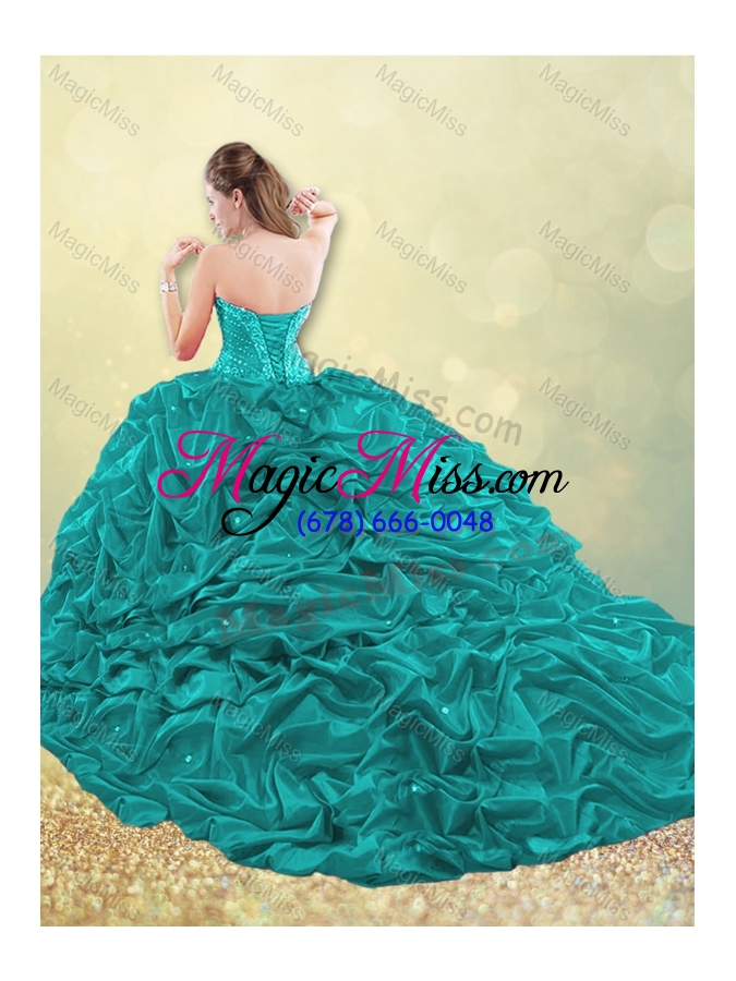 wholesale classical taffeta blue quinceanera dress with beading and bubbles