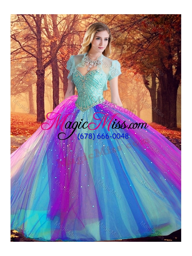 wholesale big puffy beaded quinceanera dress in multi color