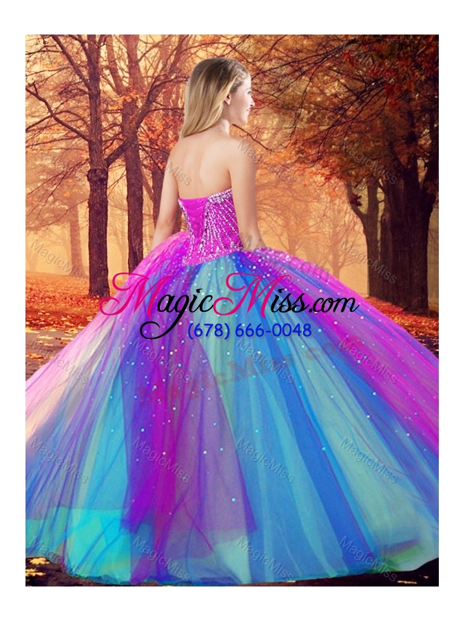 wholesale big puffy beaded quinceanera dress in multi color