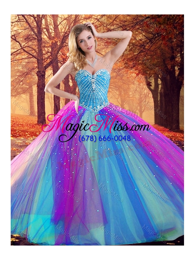 wholesale big puffy beaded quinceanera dress in multi color