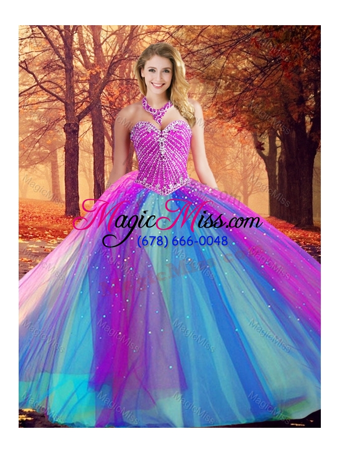 wholesale big puffy beaded quinceanera dress in multi color